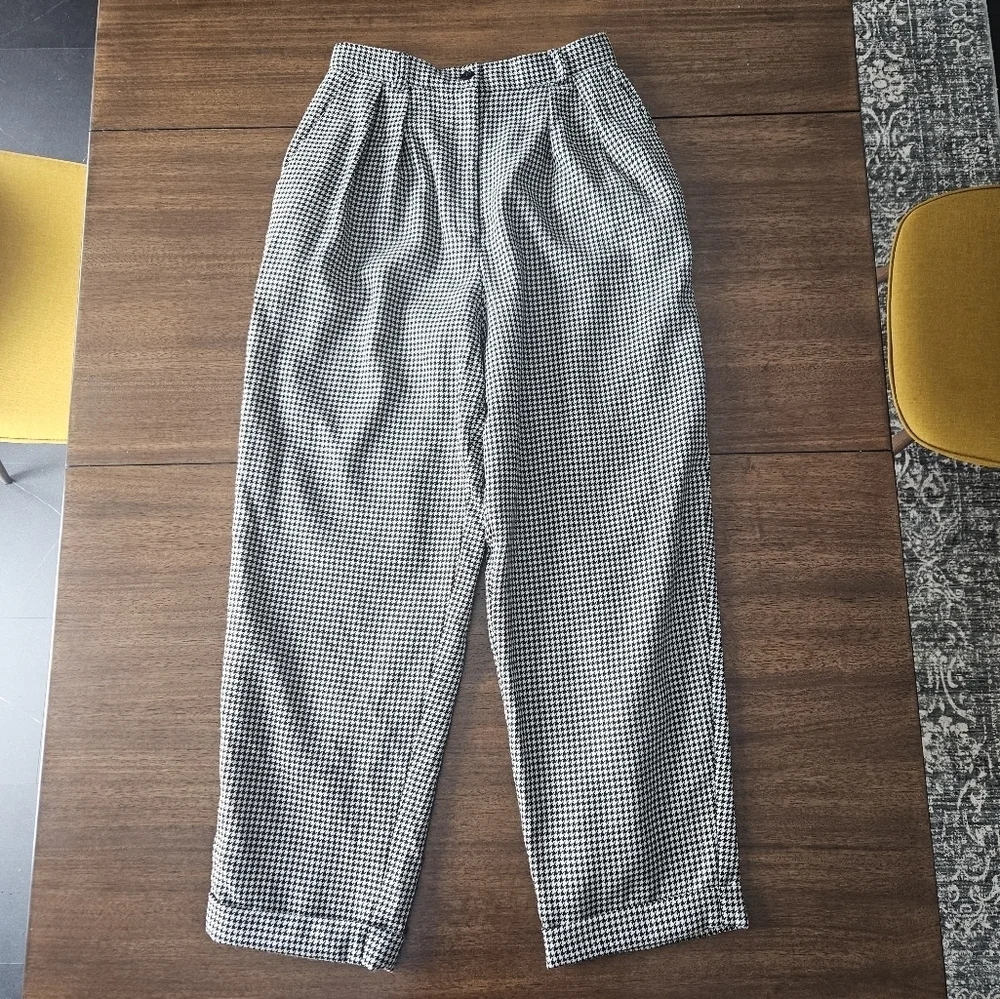 Vintage Talbots 100% Wool Houndstooth High Waisted Trousers